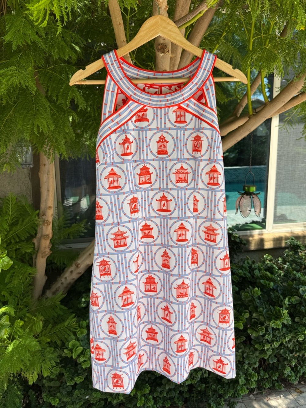 Gretchen Scott Isosceles Bird Palace Print Stretch Dress XS